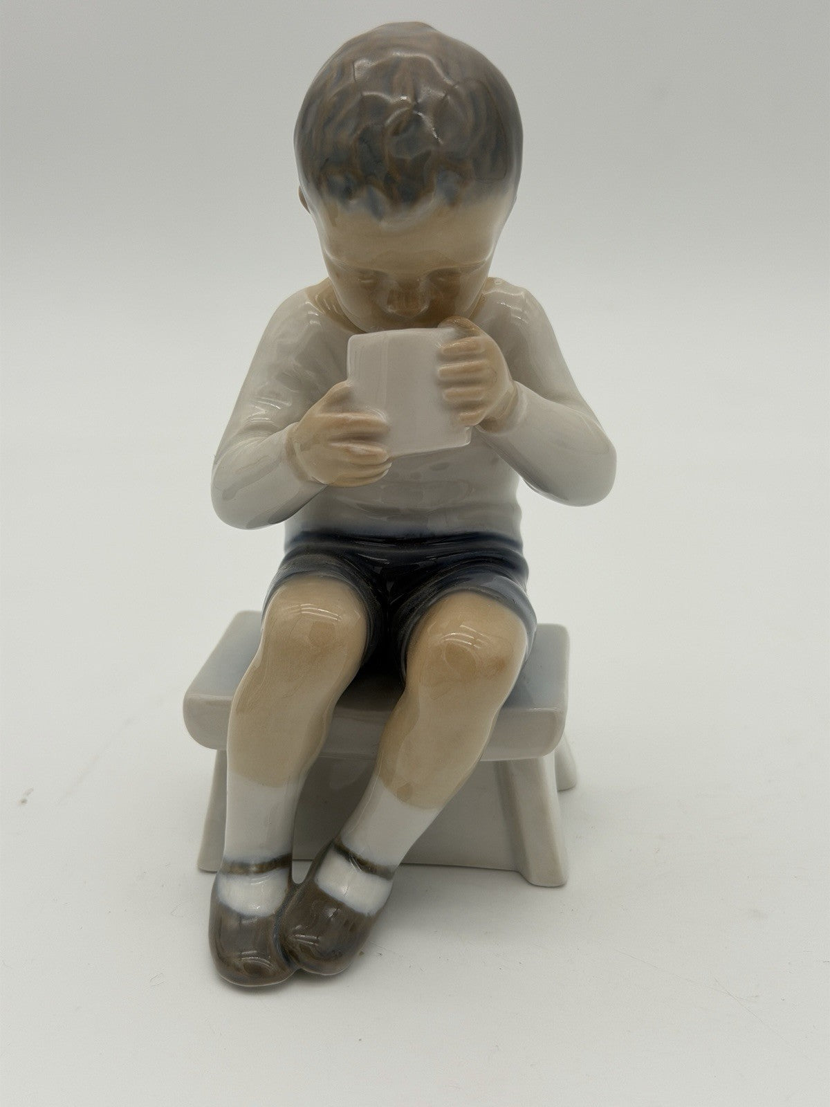 Bing & Grondahl Copenhagen Denmark Victor Boy w/ Coffee # 1713 Figurine Painted
