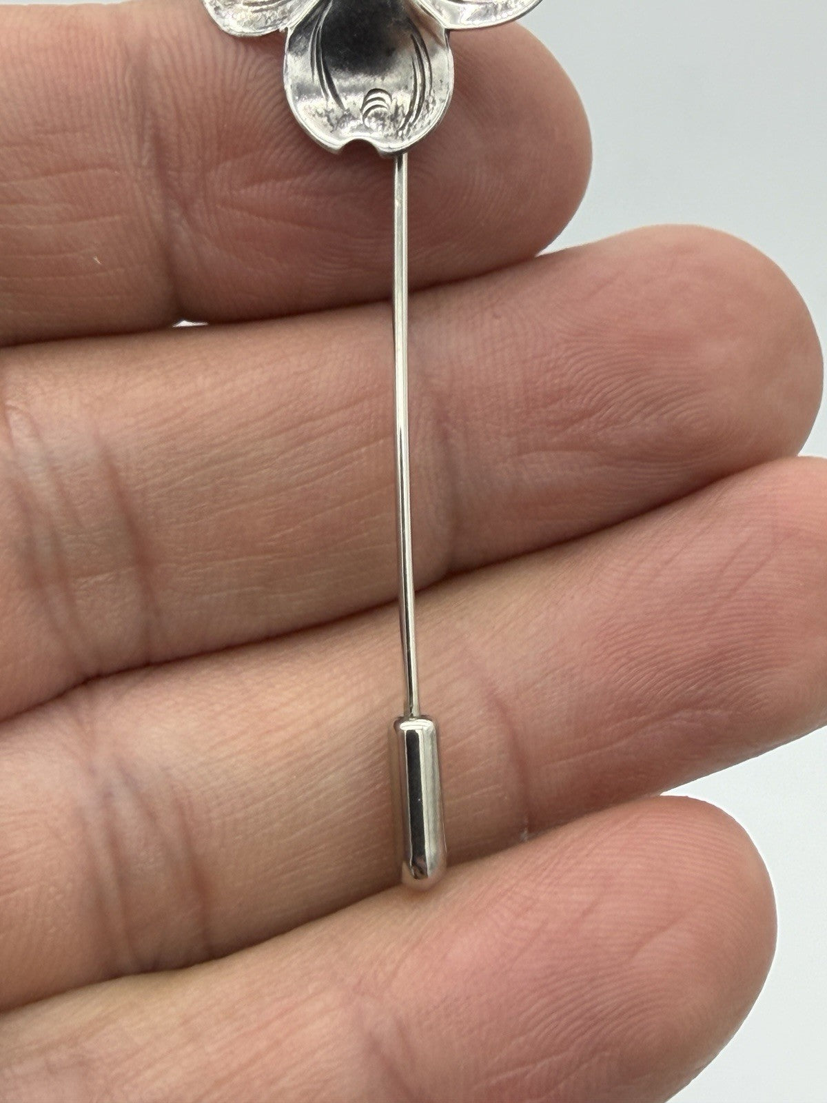 Vintage Stuart NYE Sterling Silver 925 Dogwood Flower Lapel Pin Early NYE 2-1/4"