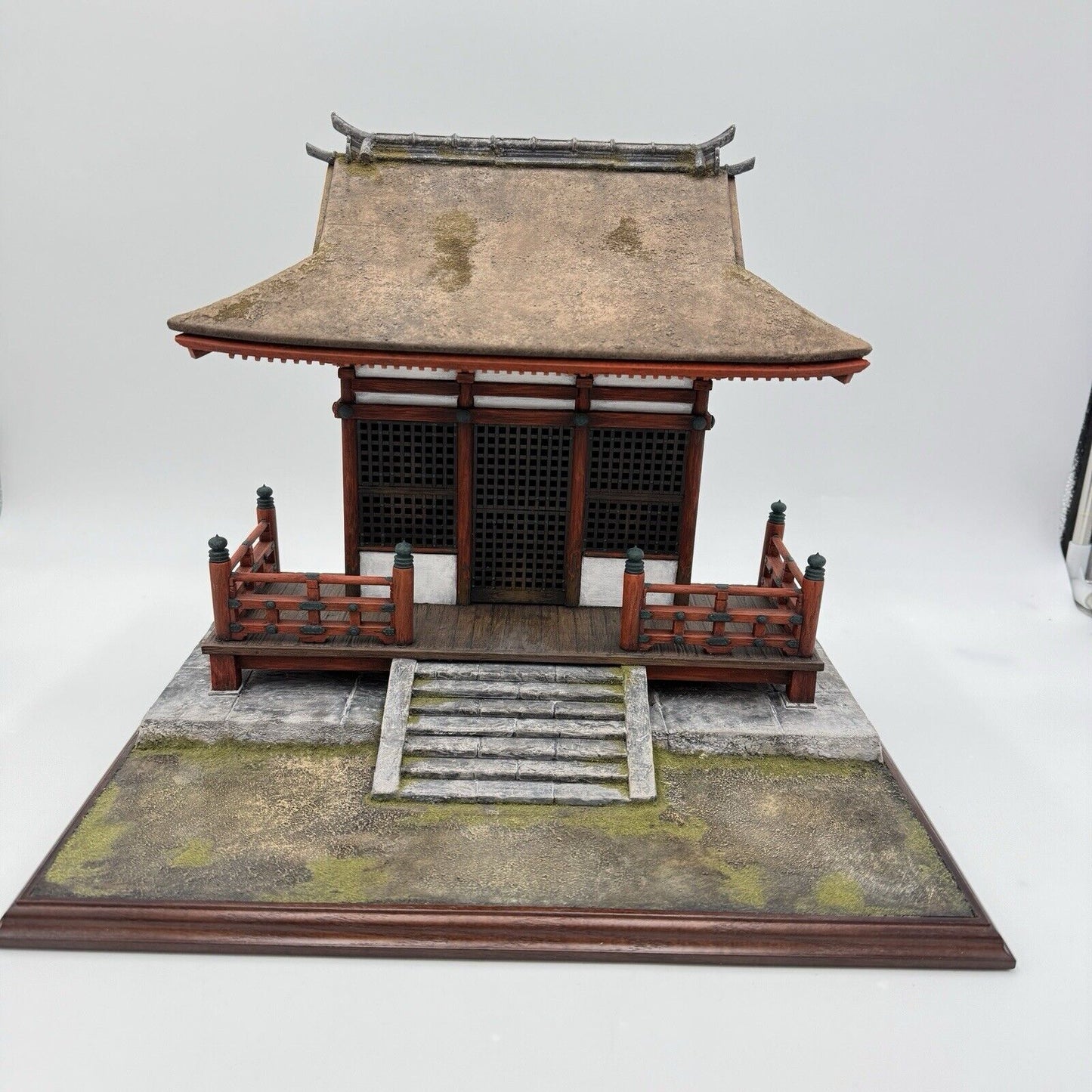 Chinese /Japanese model Temple shrine diorama hand made wooden base painted