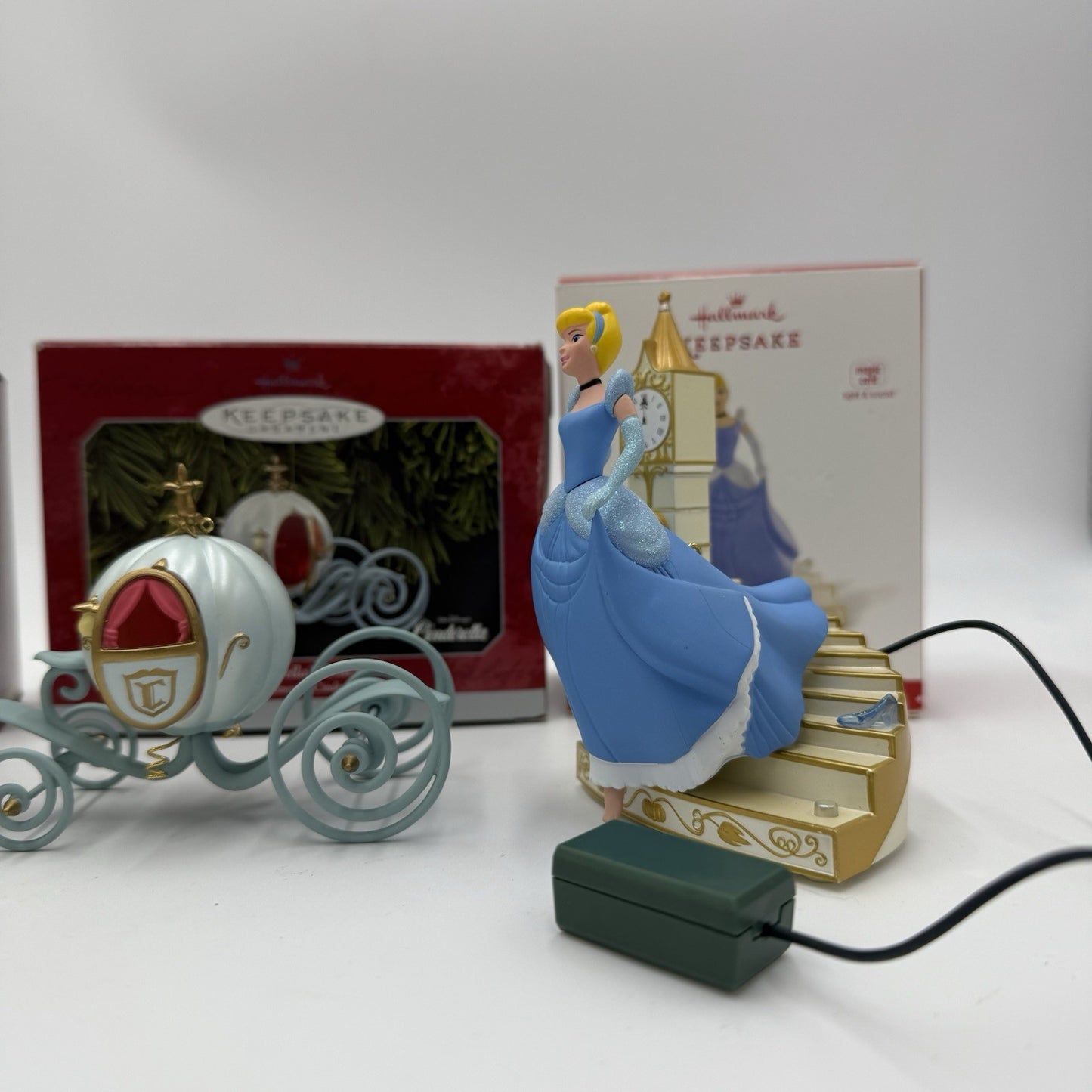 Hallmark Disney Cinderella Slipper Gus & Jaq Coach Ornaments Set 4 PCs