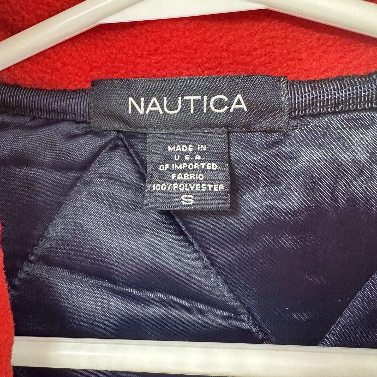 Nautica Nautech Women's Size S Vest Made in USA Regular Fit Fleece Red Quilted