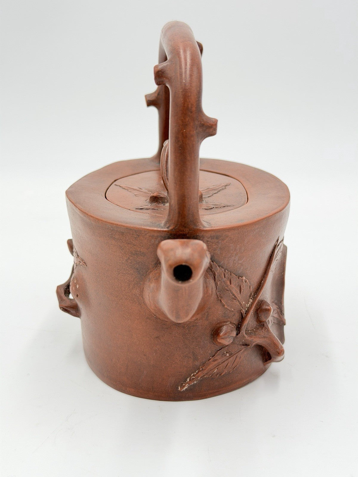 Rare Chinese Yixing Zisha Art Pottery clay teapot branch handle Vintage