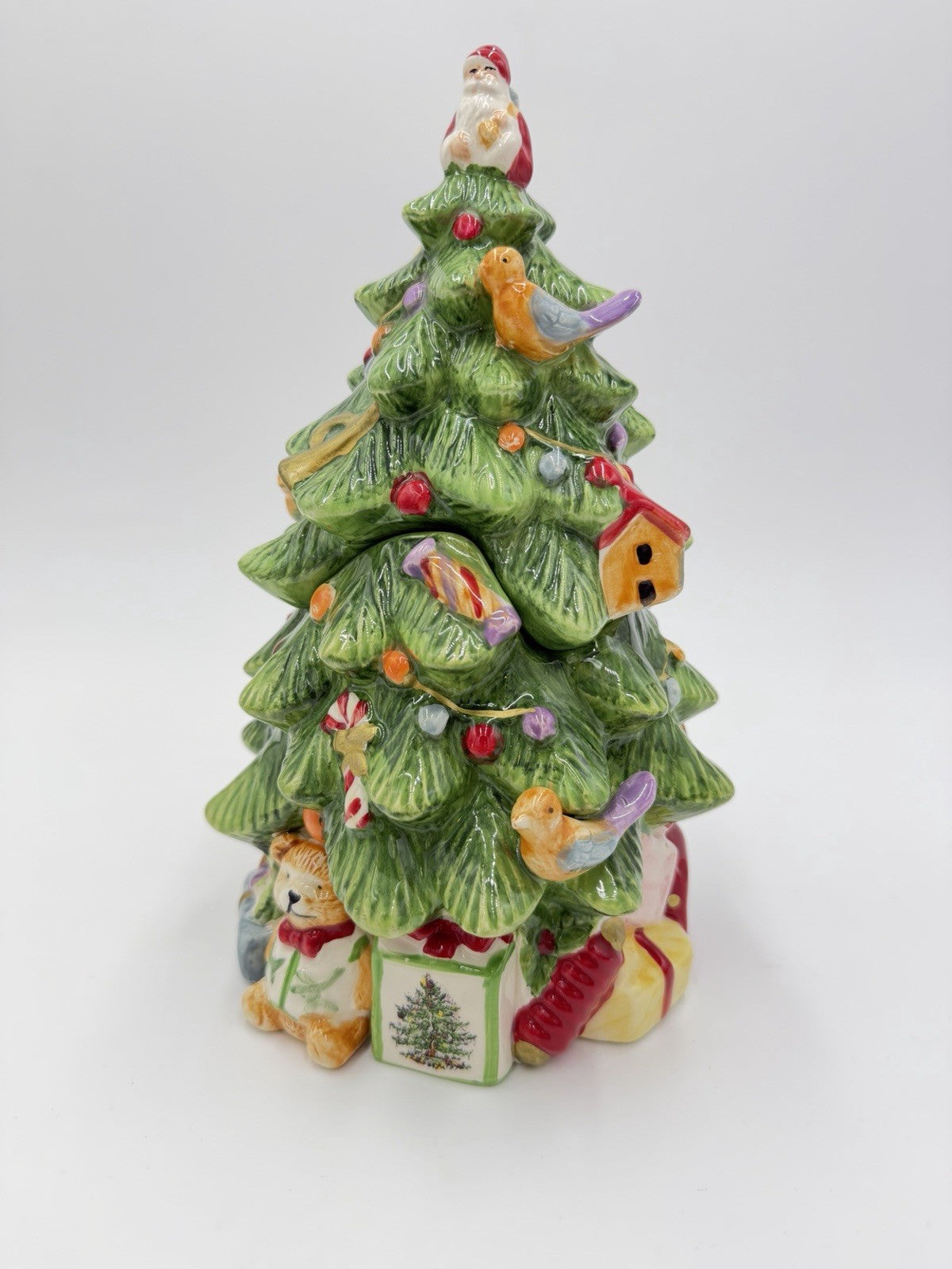 Spode Christmas Tree Cookie Jar & Lid Prestige Collection 9”Tall Vintage Ceramic