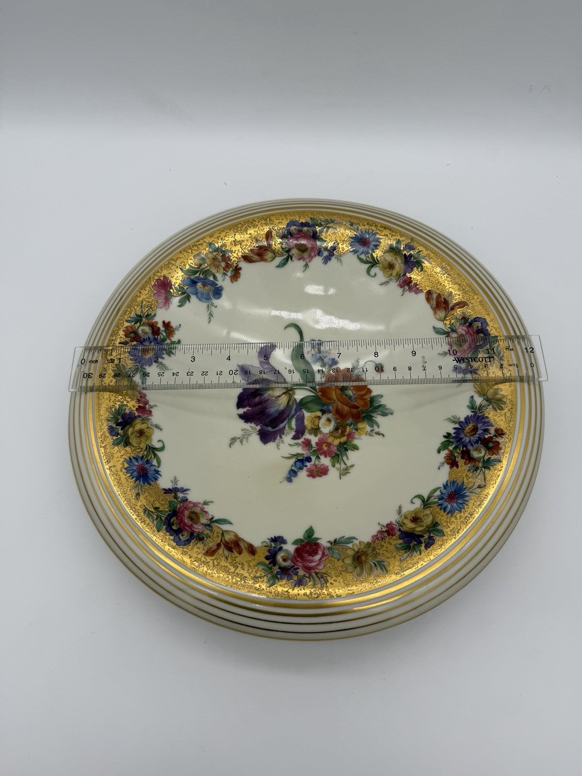 Antique Schoenau Germany Porcelain #3003 hand painted Floral Footed Large Bowl