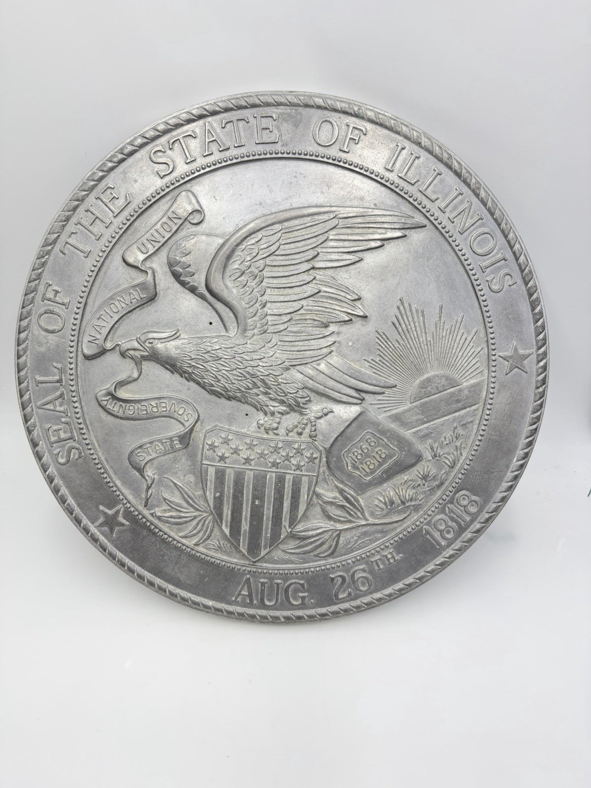 Large wall metal seal of the state of Illinois Aug. 26th 1818 Universal Pattern