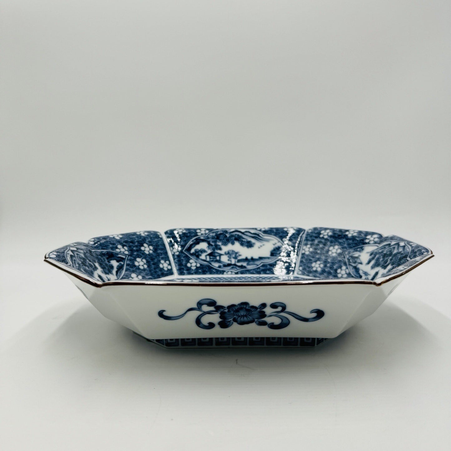Japanese Serving Platter Victorian Antique Satsuma Dish Blue White