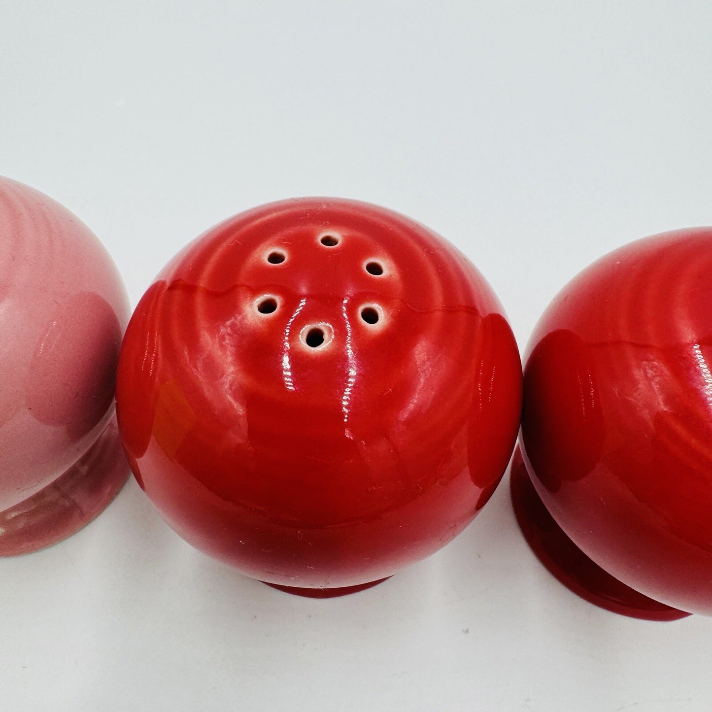 Fiestaware Salt And Pepper Shakers Red & Pink Set Pottery USA