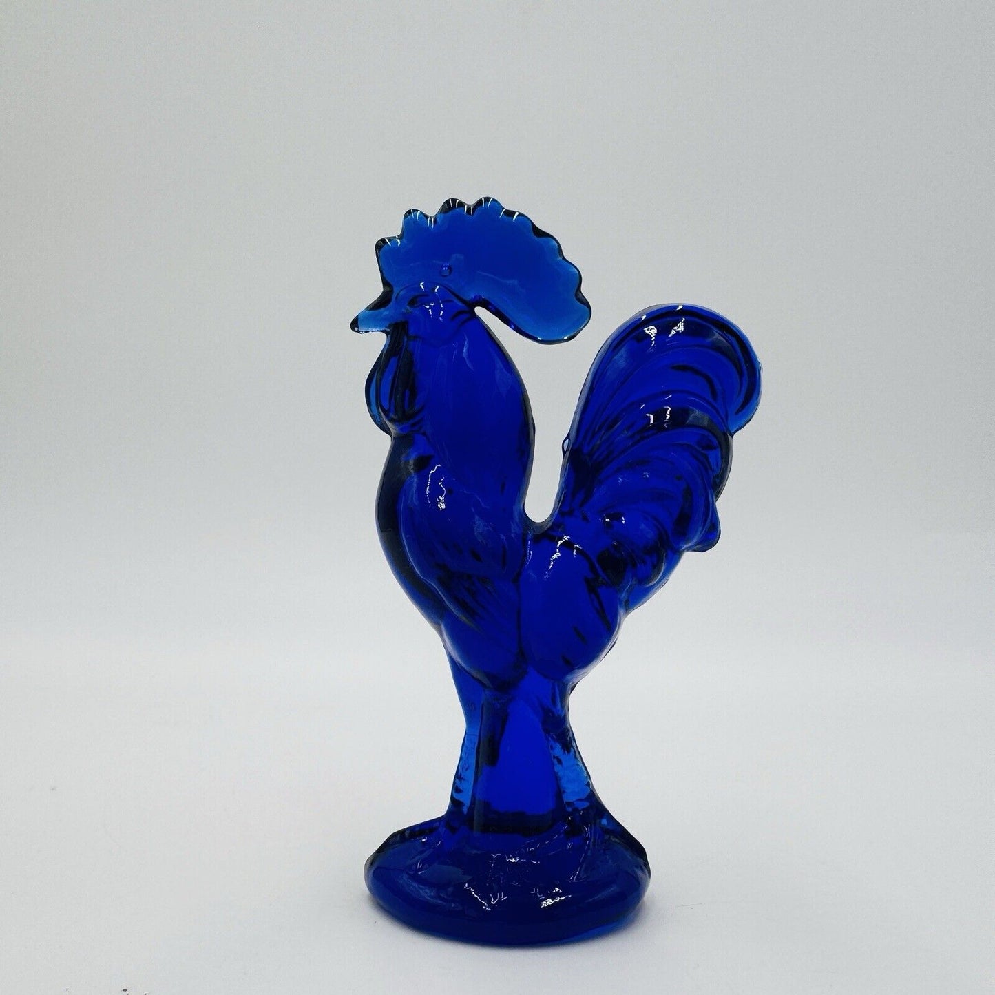 Westmoreland Art Glass Cobalt Blue Rooster Figurine 4” Vintage MCM