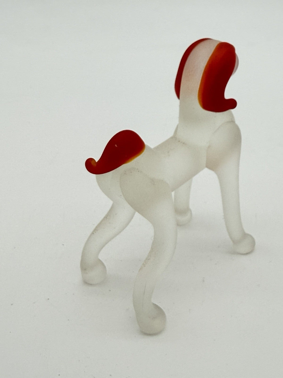 Vintage Art Glass Hand Blown Vizla Dog Red White Figurine 2.5”Italian European