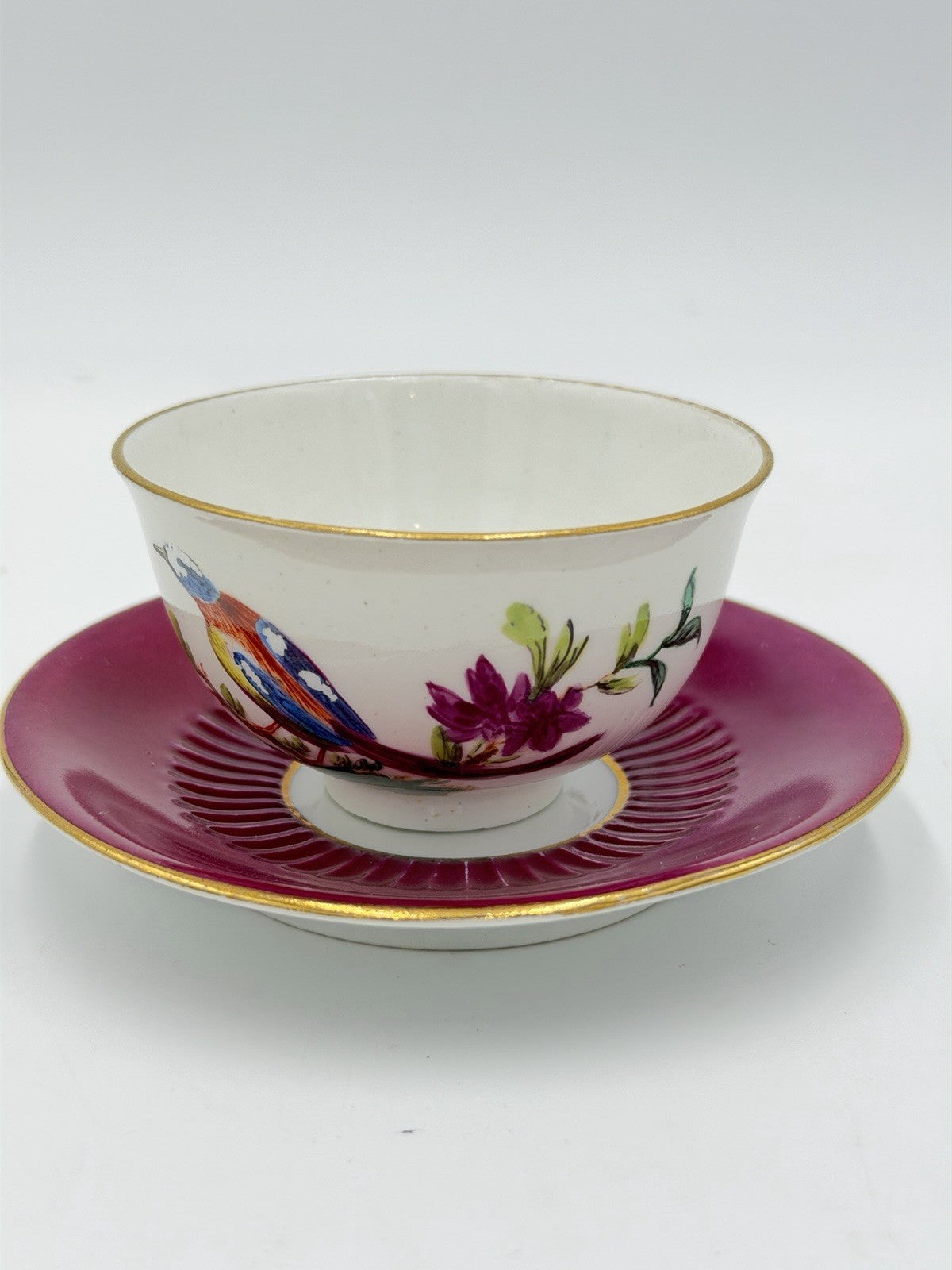 17th Century Paris Porcelain Litron teaCup & Saucer La Courtille hand painted