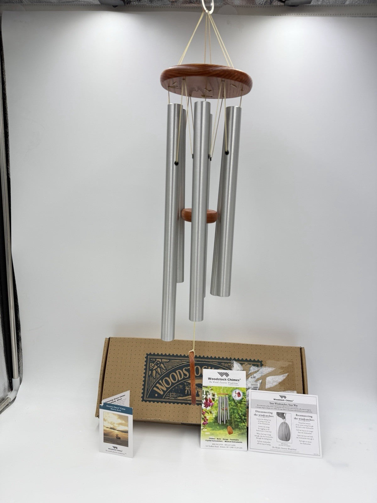 Woodstock Wind Chimes Amazing Grace song Chime Medium Silver O-ring 24” /2019