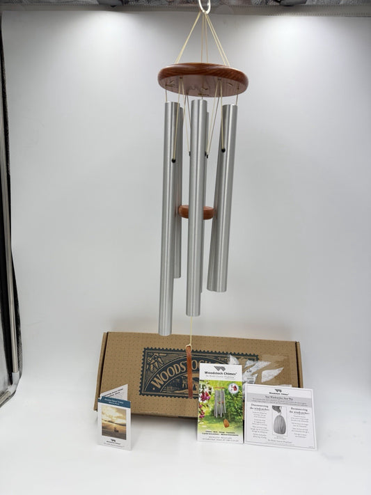 Woodstock Wind Chimes Amazing Grace song Chime Medium Silver O-ring 24” /2019