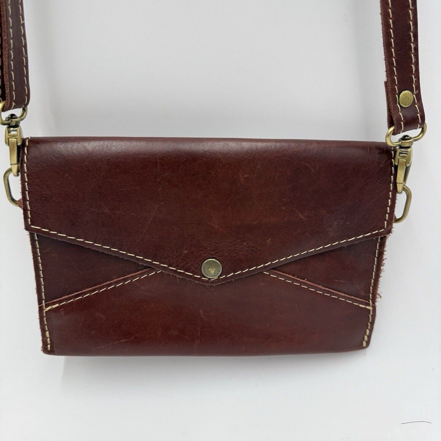 Portland Leather Goods Crossbody Envelope Bag Women Brown 9”x5.5” Purse