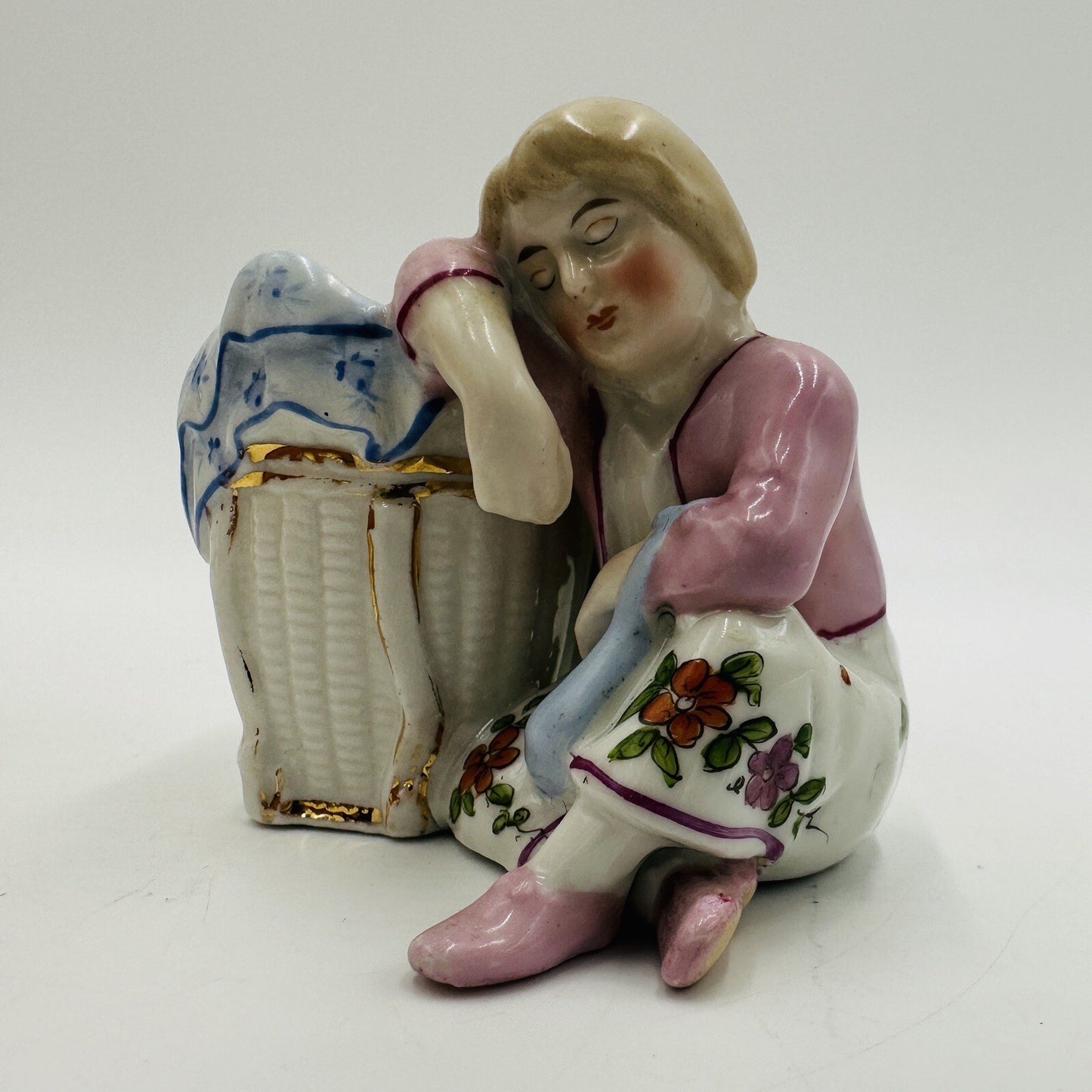 Conta & Boehme Figurine Girl Resting  Porcelain German 1890 Antique Small Detail