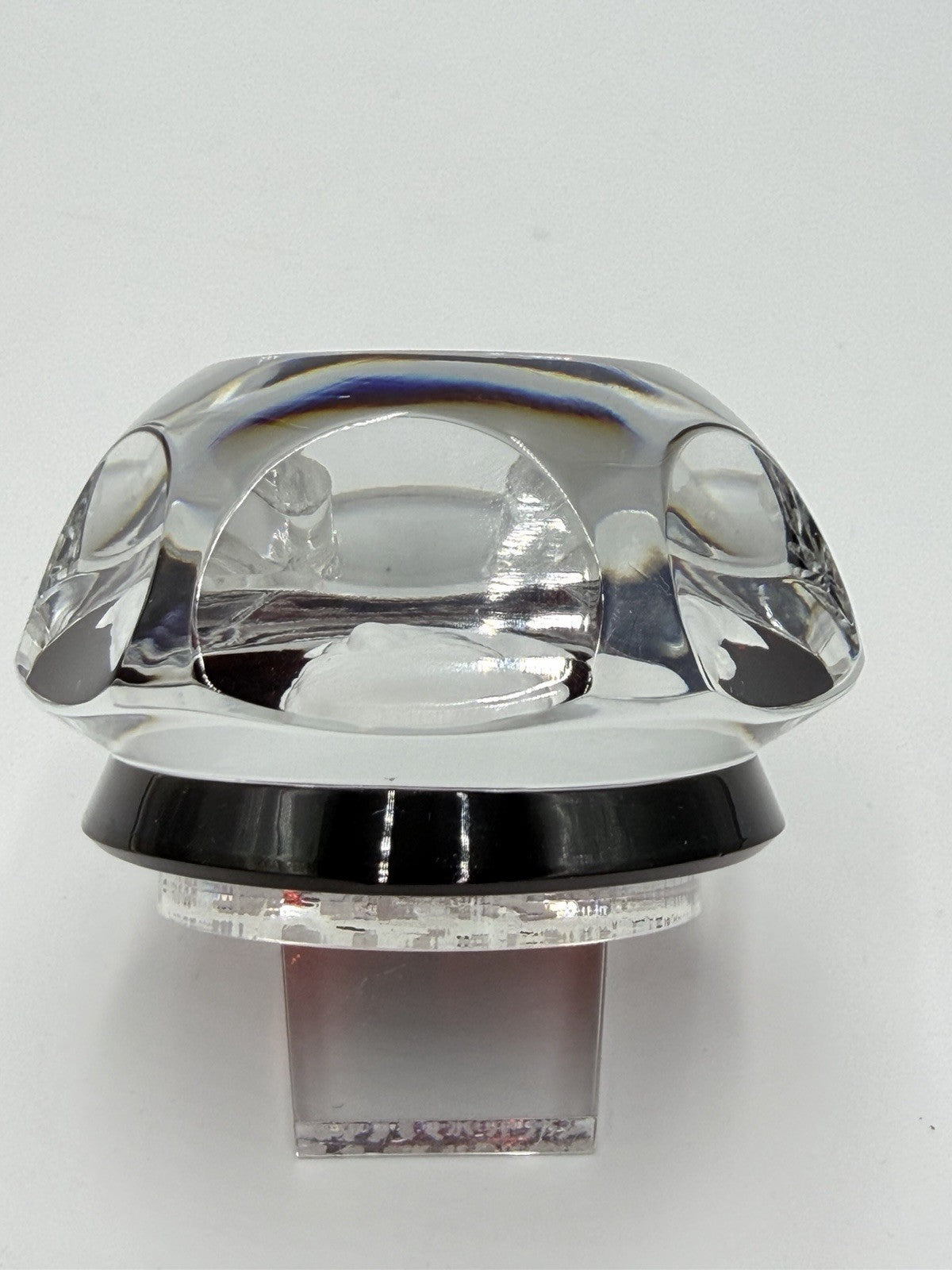 Baccarat France Crystal Adlai Stevenson Faceted Paperweight Red Signed
