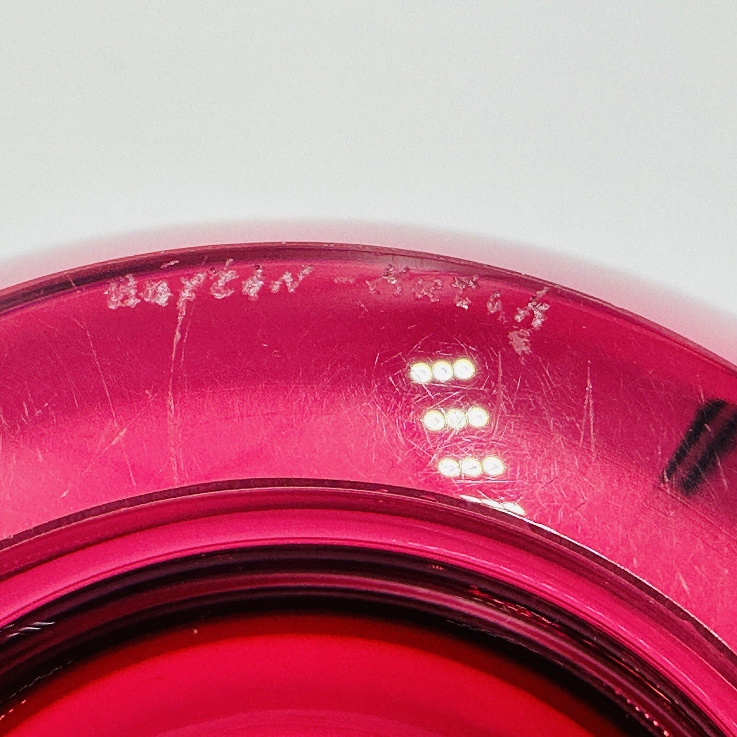 Buxton & Kutch Bowl Art Glass Signed Cranberry Slant Pier #970613 Large Rare