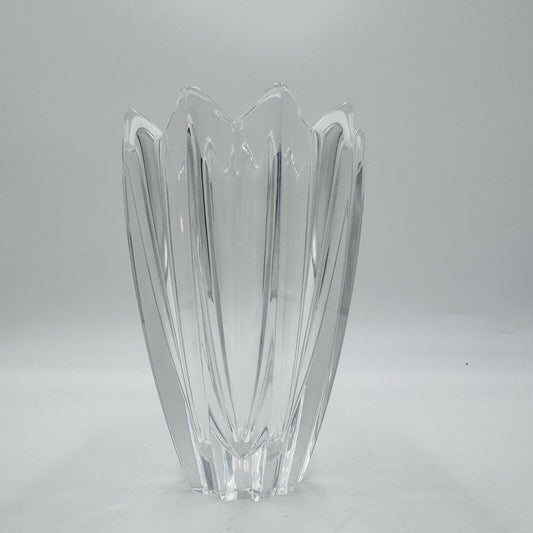 Vintage Orrefors Crystal FLEUR VASE Sweden 6” Lead Original Sticker Decor