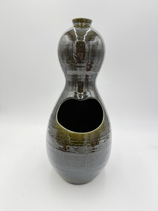 Large MCM Hyalyn RC-7 Gourd Vase 14" 1966 Ikebana Planter Green Olive