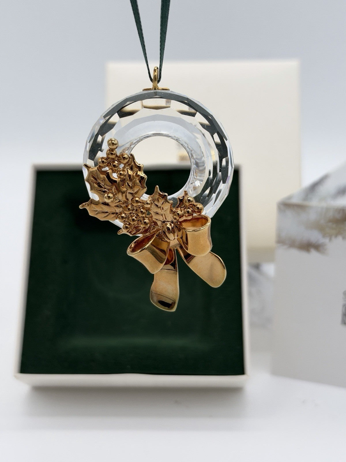 Swarovski Crystal Austria Memories Ornament 1996 Christmas Wreath Box & COA