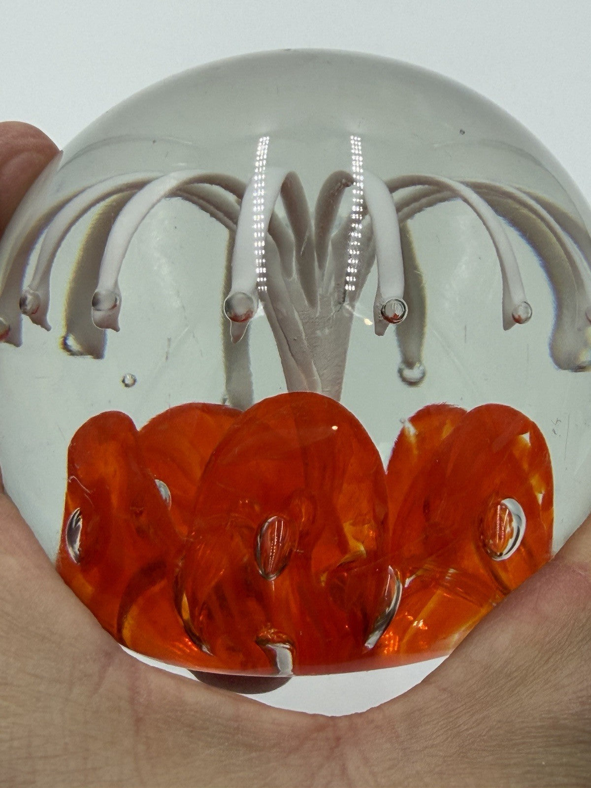 Vintage Joe Zimmerman Art Glass Paperweight Signed Floral Studio Designed 3”H