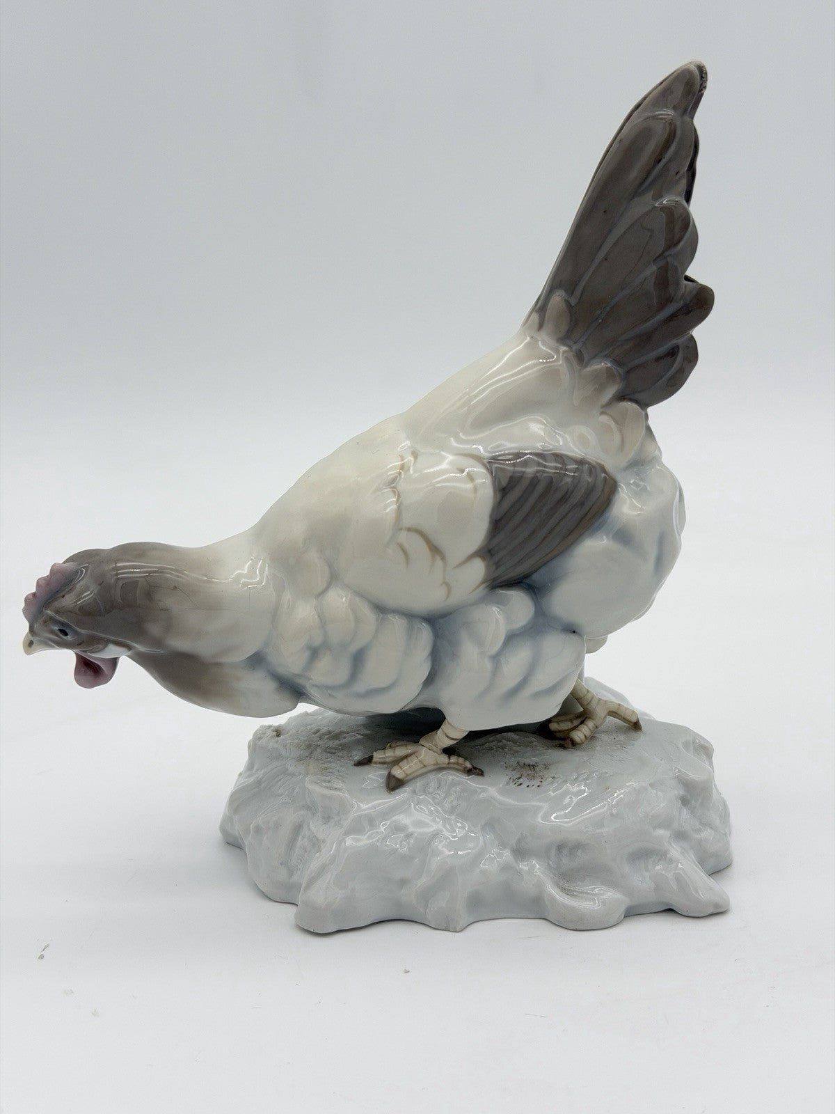 Rare Antique Karl Ens Volkstedt Germany Porcelain Rooster Chicken Hen Figurine
