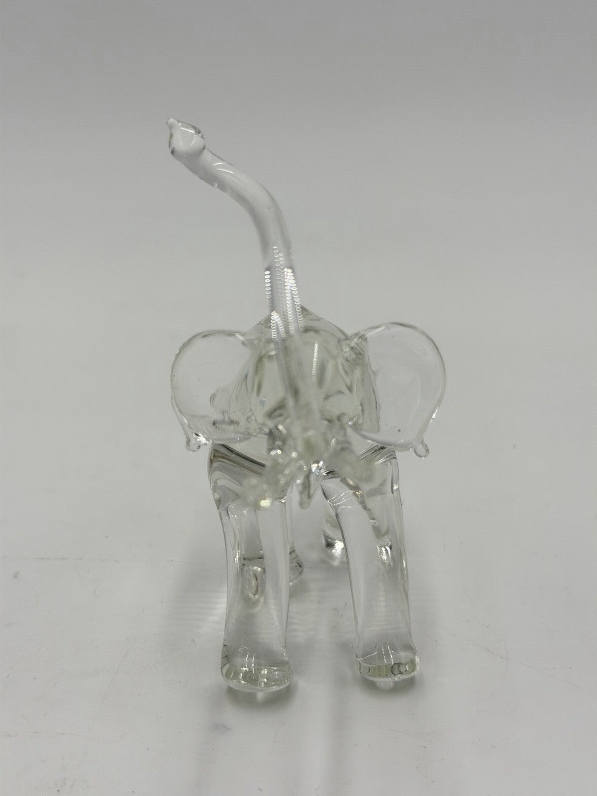 Vintage Hand Blown Art Glass Elephant Trunk Up Figurine