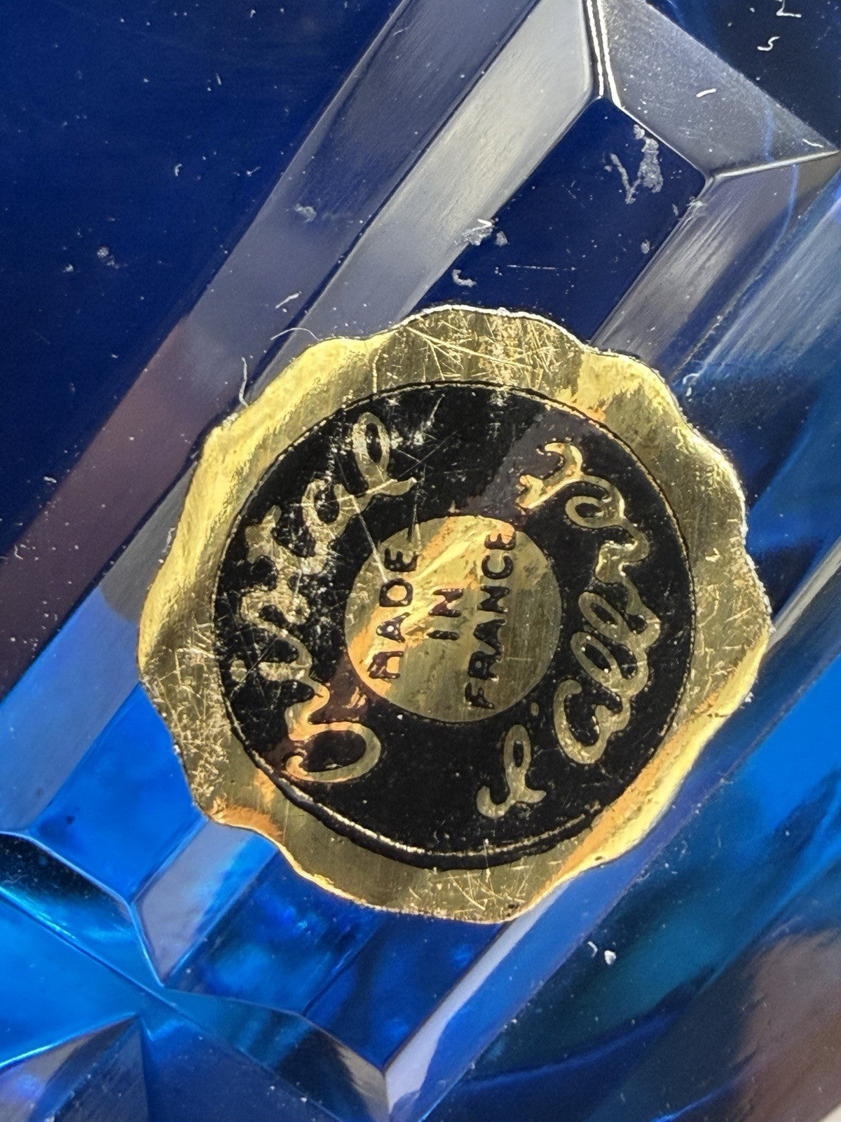 D'ALBRET France  Crystal Blue Faceted SULPHIDE Cameo KING GUSTAV Sweden