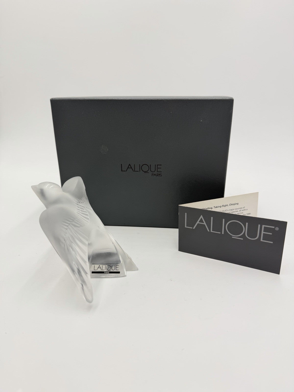 Lalique Crystal France Paris Swallow Taking Flight Martinet Bird Frosted Figurin