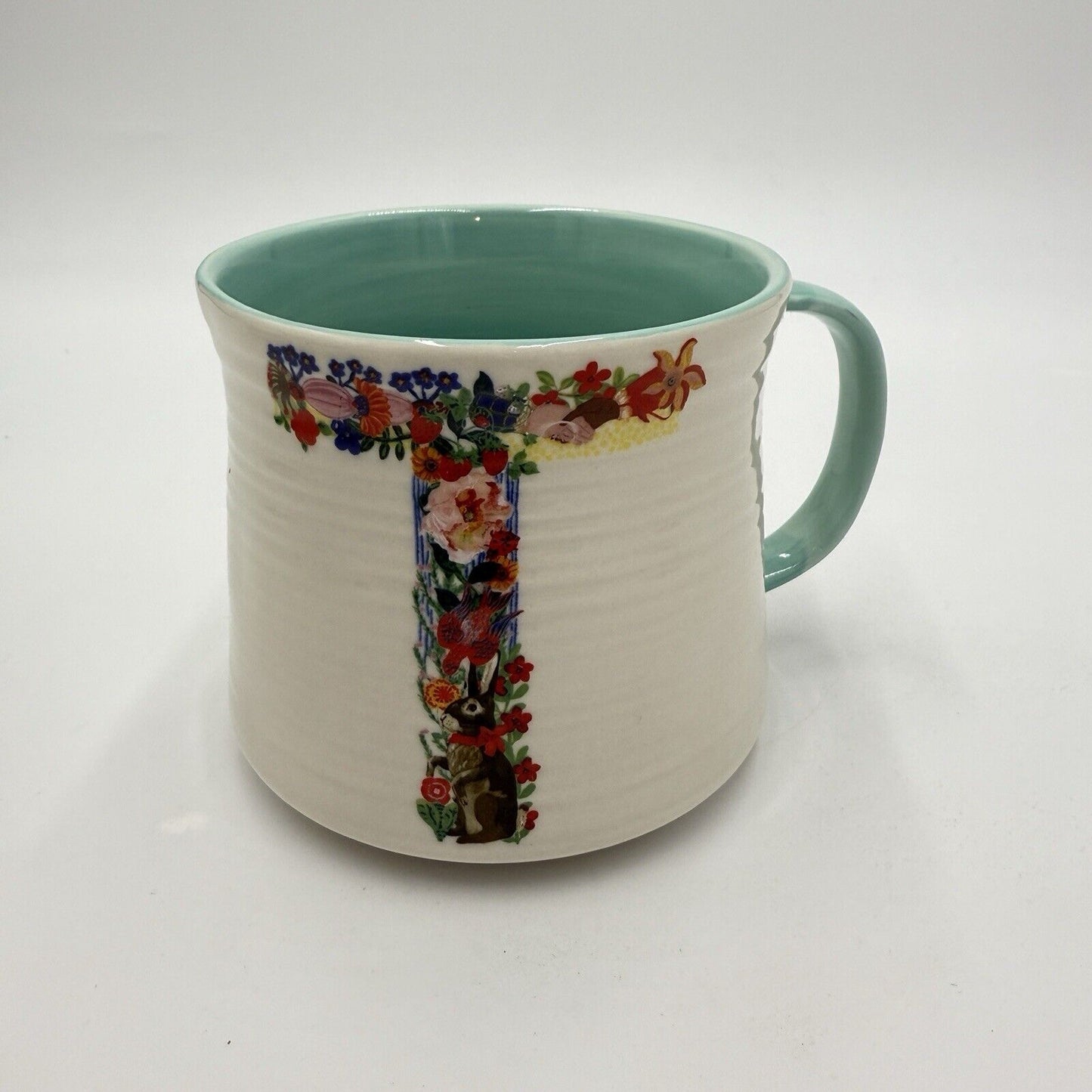 Nathalie Lete for Anthropologie Floral Monogram Letter T Mug 20oz.