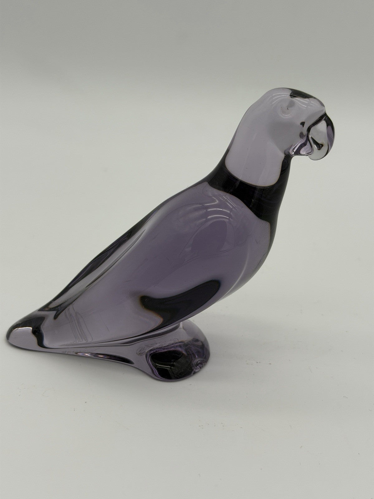 Baccarat Crystal Amethyst Purple Parrot Bird Figurine Signed (flawed)