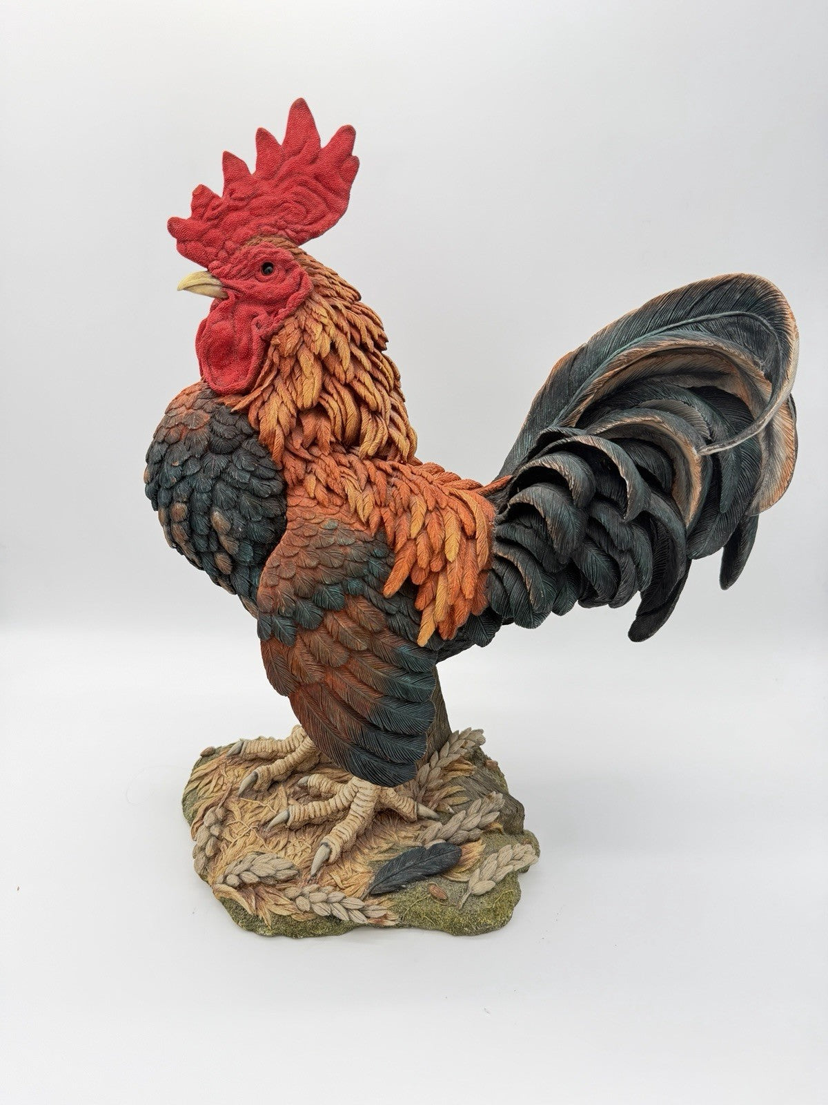 Huge Country Artists England Hand Painted Signed Rooster Sculpture 17”H