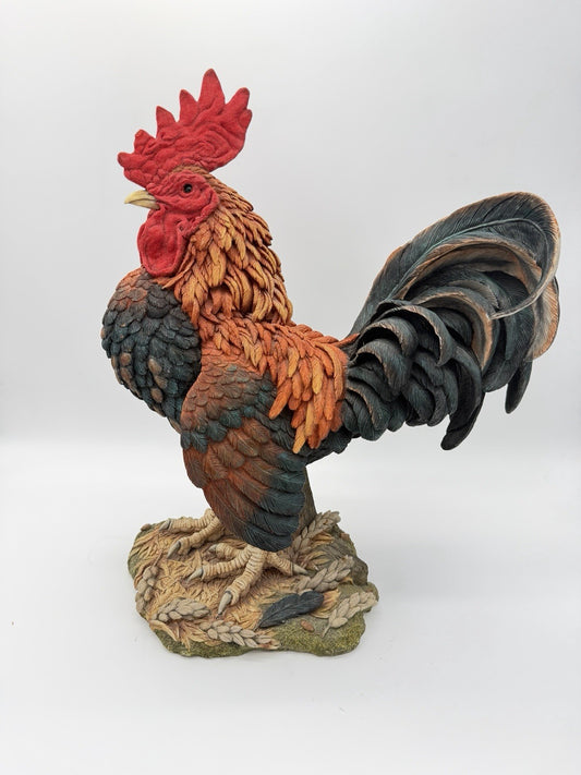 Huge Country Artists England Hand Painted Signed Rooster Sculpture 17”H