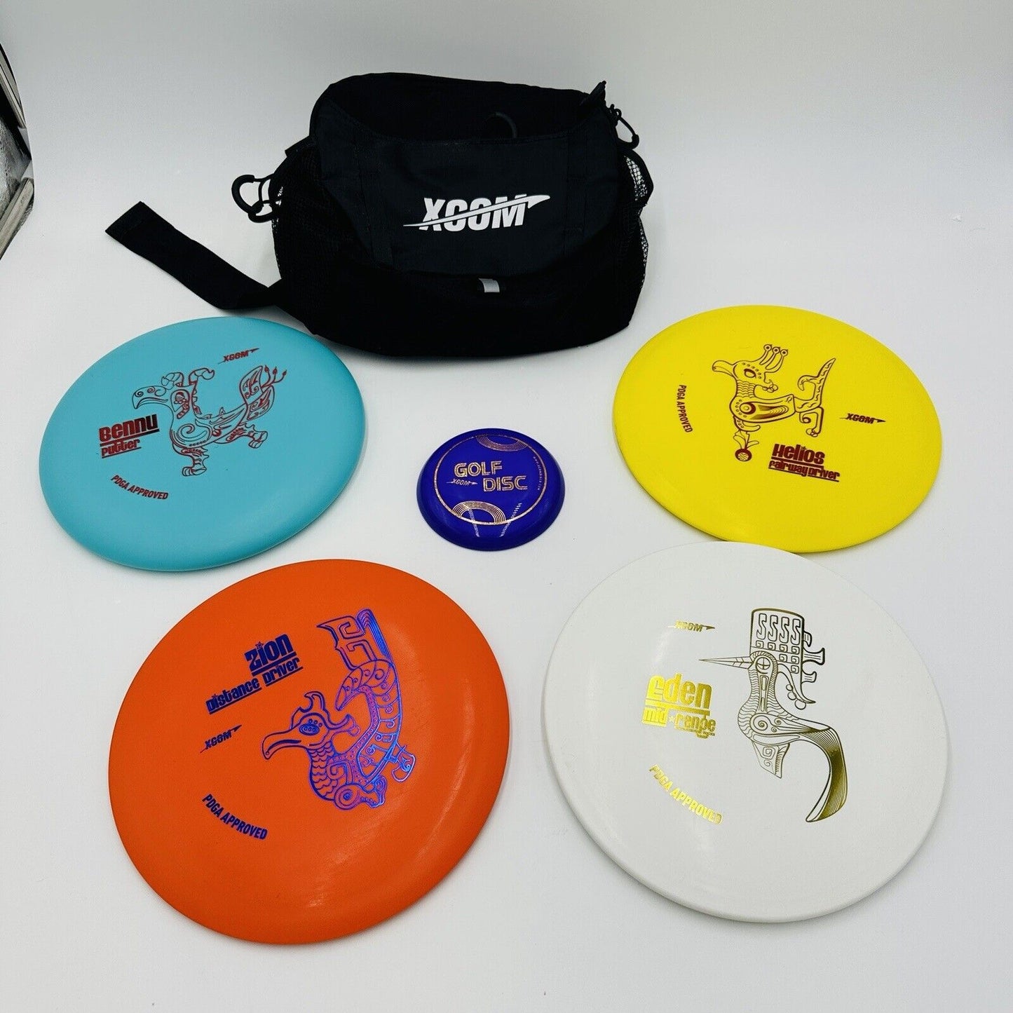 Xcom Disc Golf Beginner Starter Set with 4 Discs  Easy to Carry Bag Ultimate