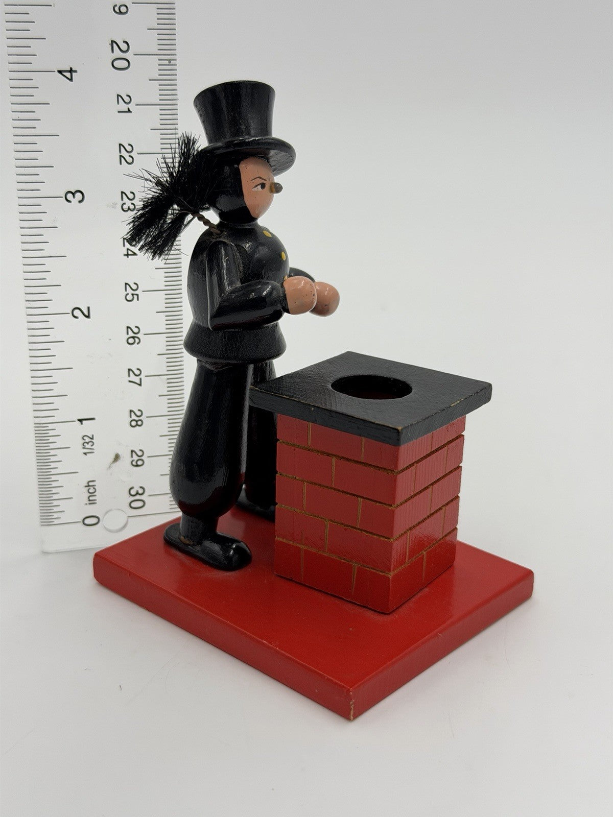 vintage Erzgebirge German wooden incense smoker chimney sweeper Folk Art 4”H