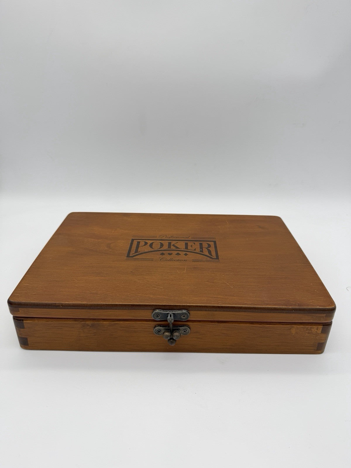 M.LOUIS ACC PROFESSIONAL POKER CHIP SET  WOOD CASE 200 chips Vintage Rare