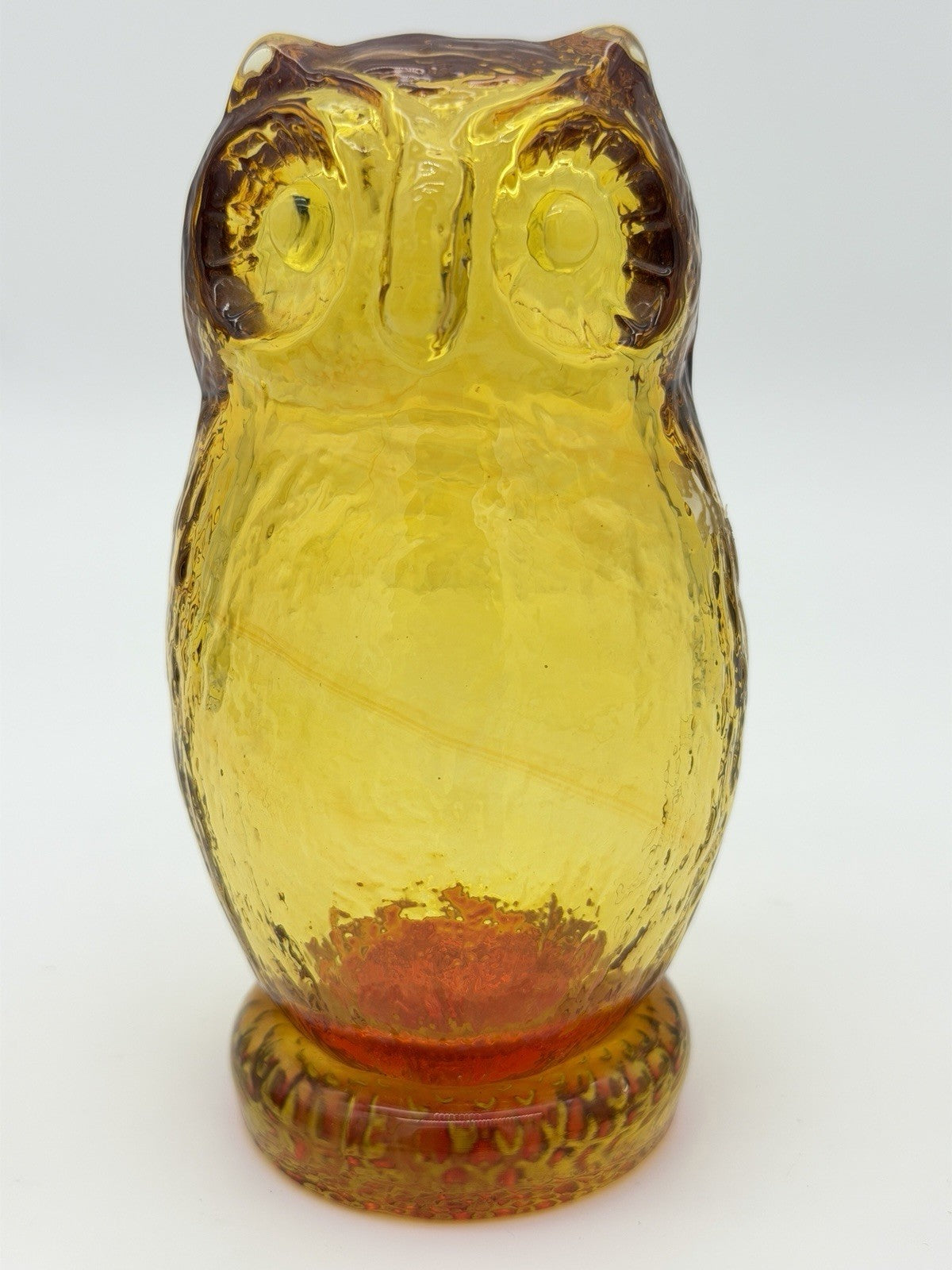 Pilgrim Art Glass Amberina/amber Owl Figurine Vintage 5”H Hand Blown Glass