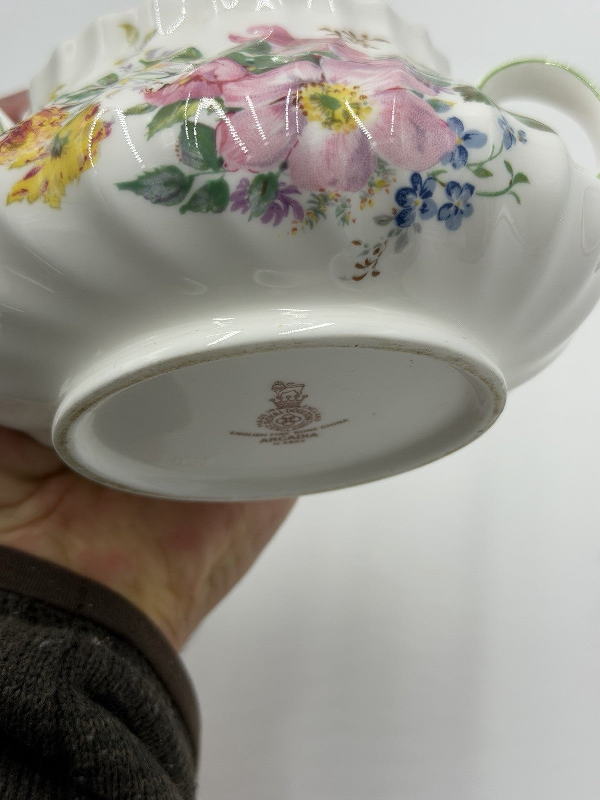 Royal Doulton England Porcelain Arcadia Sugar Bowl W/Lid H4802 Floral Vintage