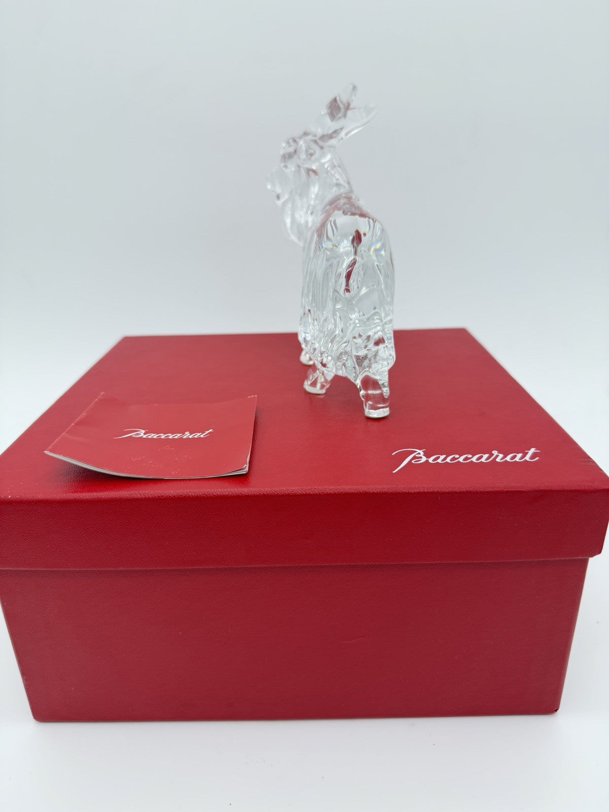 Baccarat Long Hair Goat Crystal France Clear Solid Figurine Sheep Boxed Rare