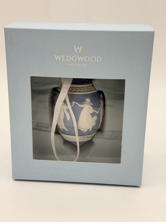Wedgwood Jasperware Dancing Hours Blue/white Christmas Ornament Porcelain Boxed