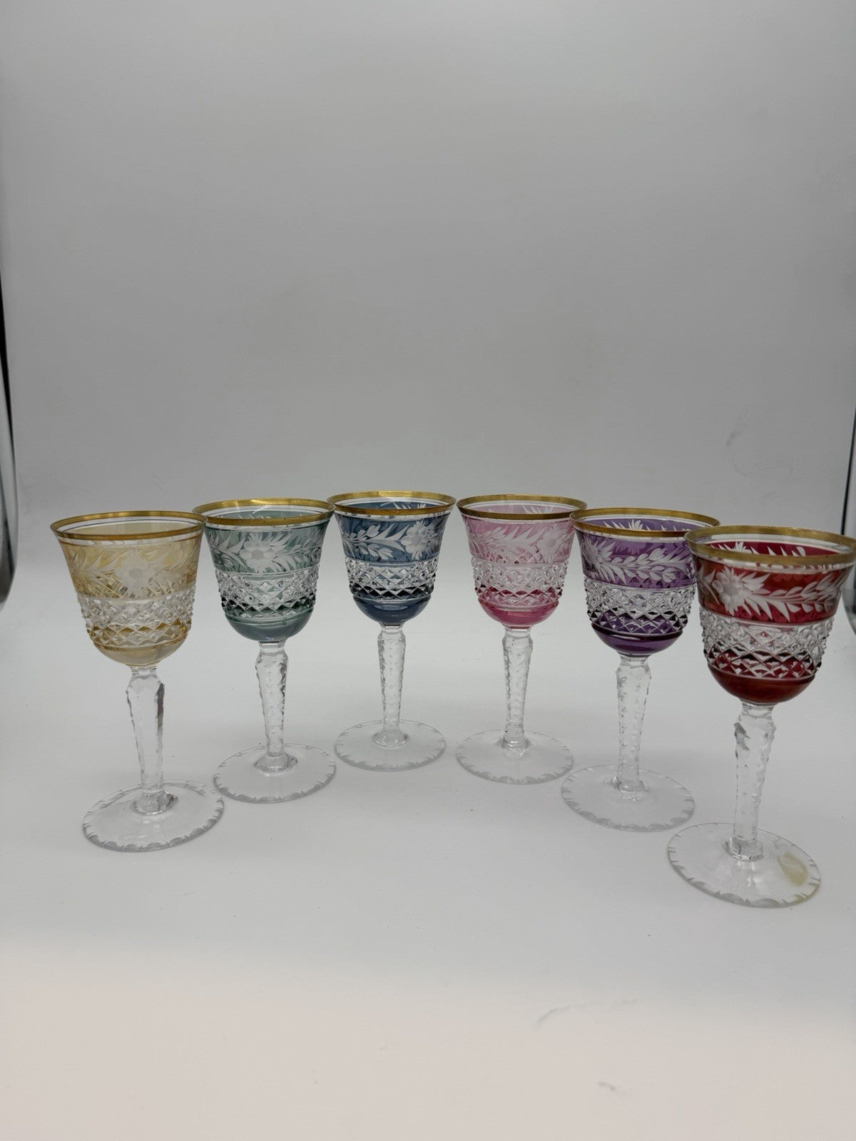 Ebeling & Reuss Marchioness 6”H Claret Wine Goblets Multicolor 6 PCs Crystal
