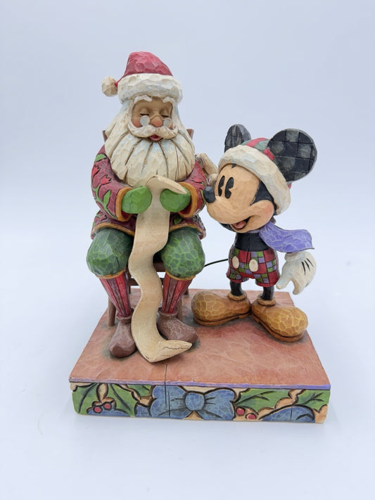 Jim Shore Mickey Mouse Santa  Checking it Twice Christmas Ornament 7” Sculpture
