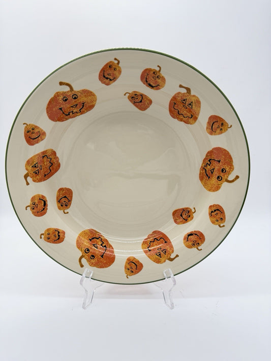 Longaberger Pottery Pumpkin Faces Happy Halloween Treats Large Bowl