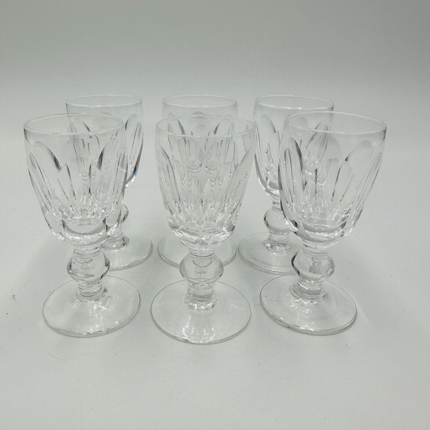 Waterford Crystal Glasses Cordial Kathleen Cut 6 piece Set 3.1in Small Ireland