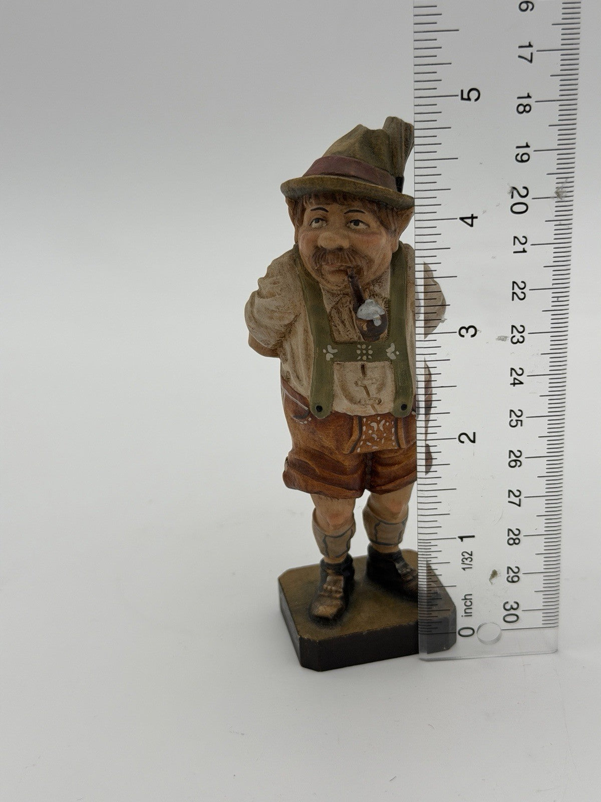 Antique Folk Art Wood Carved Smoker Figurine Swiss Old Man Hand Made Vtg 4”