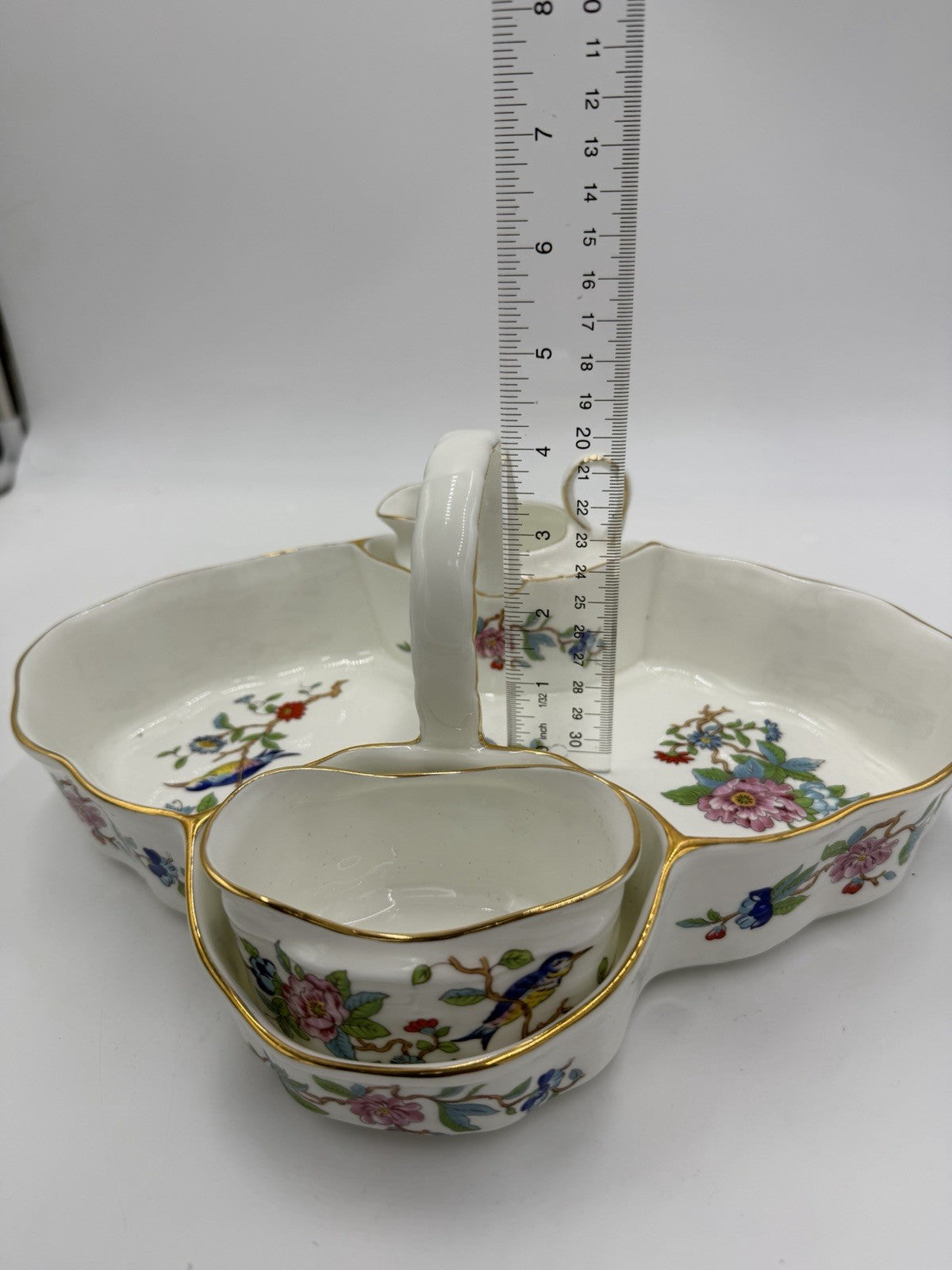 Vintage Aynsley PEMBROKE Tea Tray Strawberry Basket with Sugar & Creamer Set