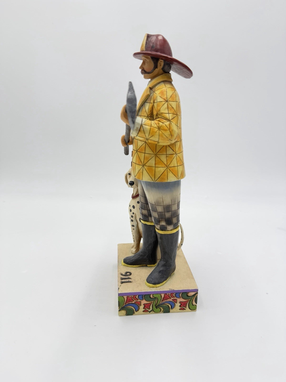 Jim Shore Heartwood Creek Fireman Firefighter w/Dalmatian Dog  2006 Figurine 10”