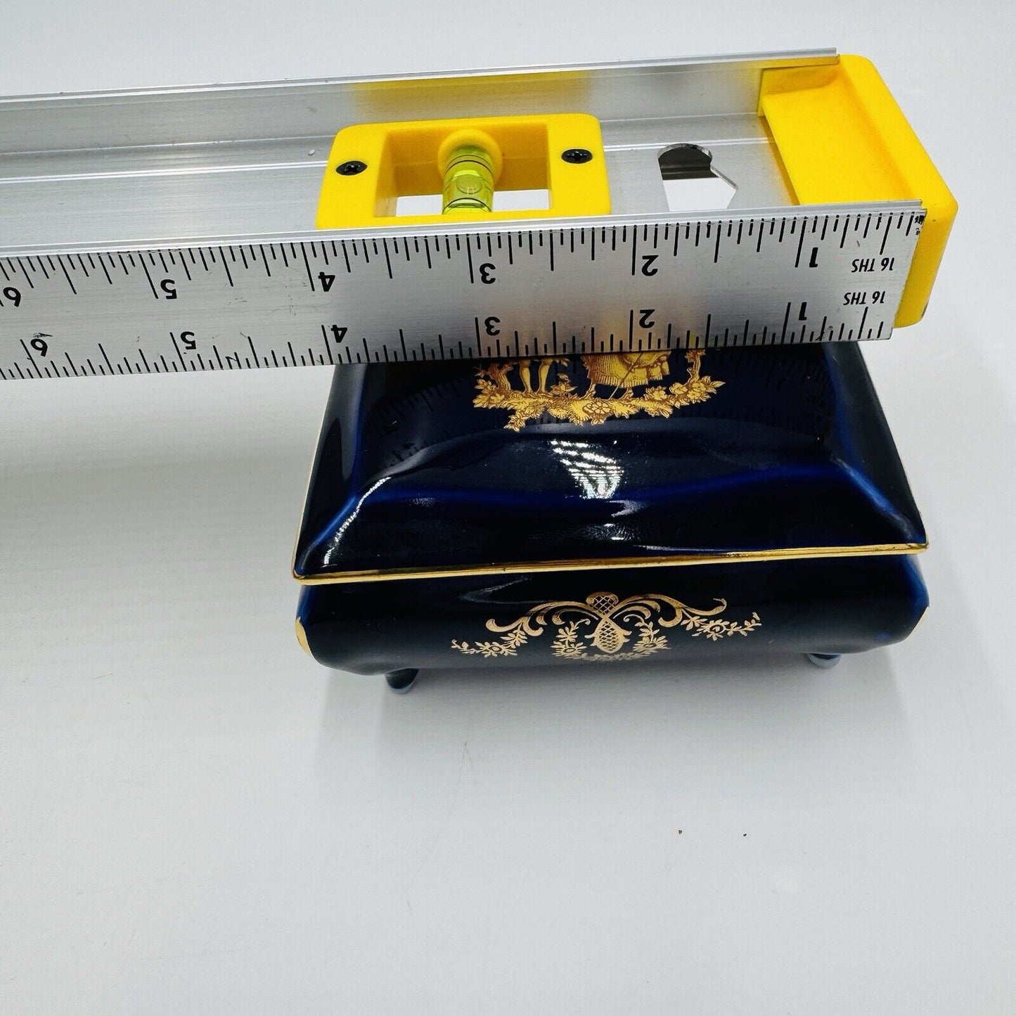 Limoges France Cobalt Blue Gilt Trinket Porcelain Box  Jewelry 2”x 4” Victorian