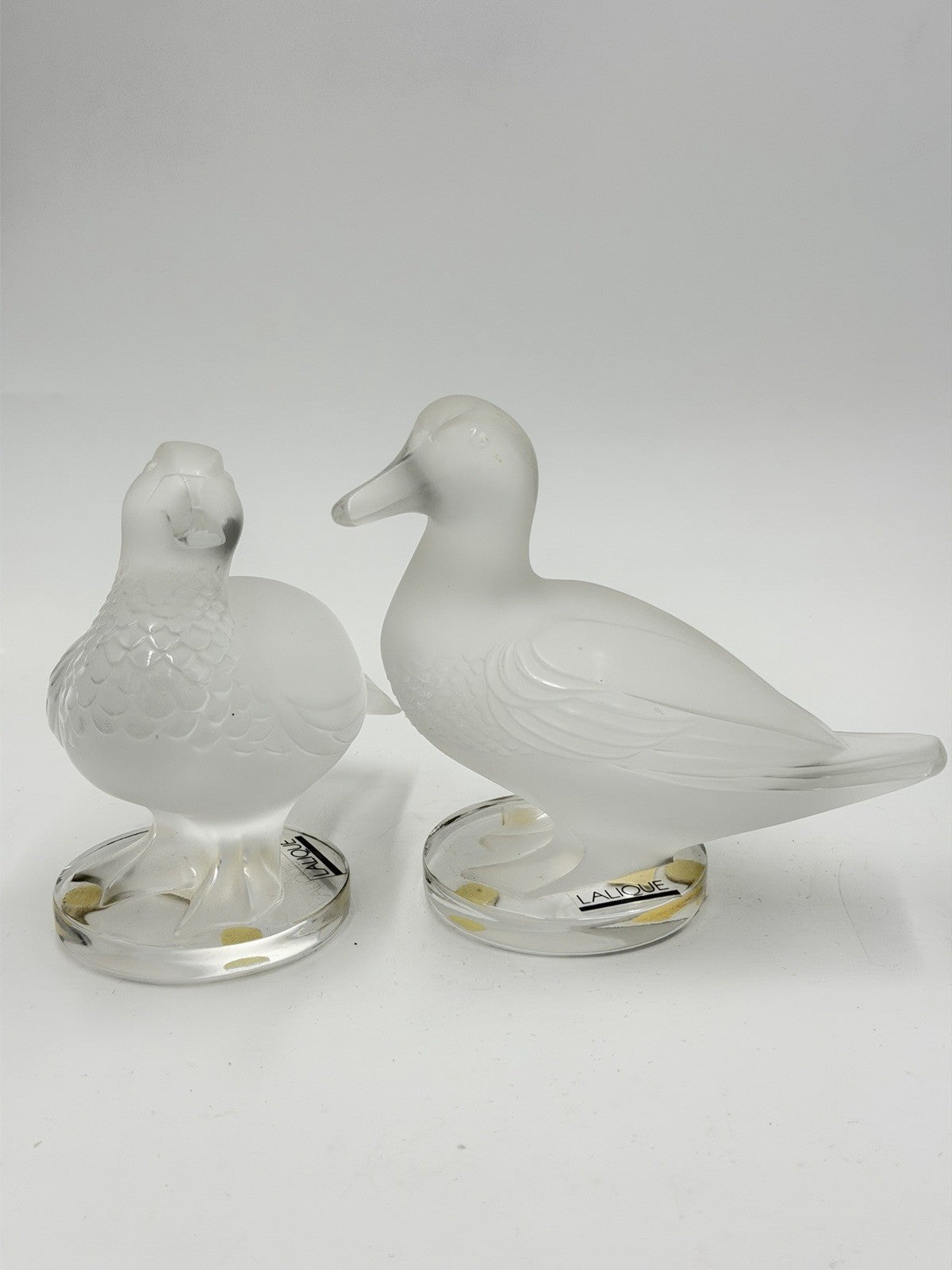 Lalique Paris France Crystal Duck Canard 2 Figurines 11657 & 11659 Vintage Pair