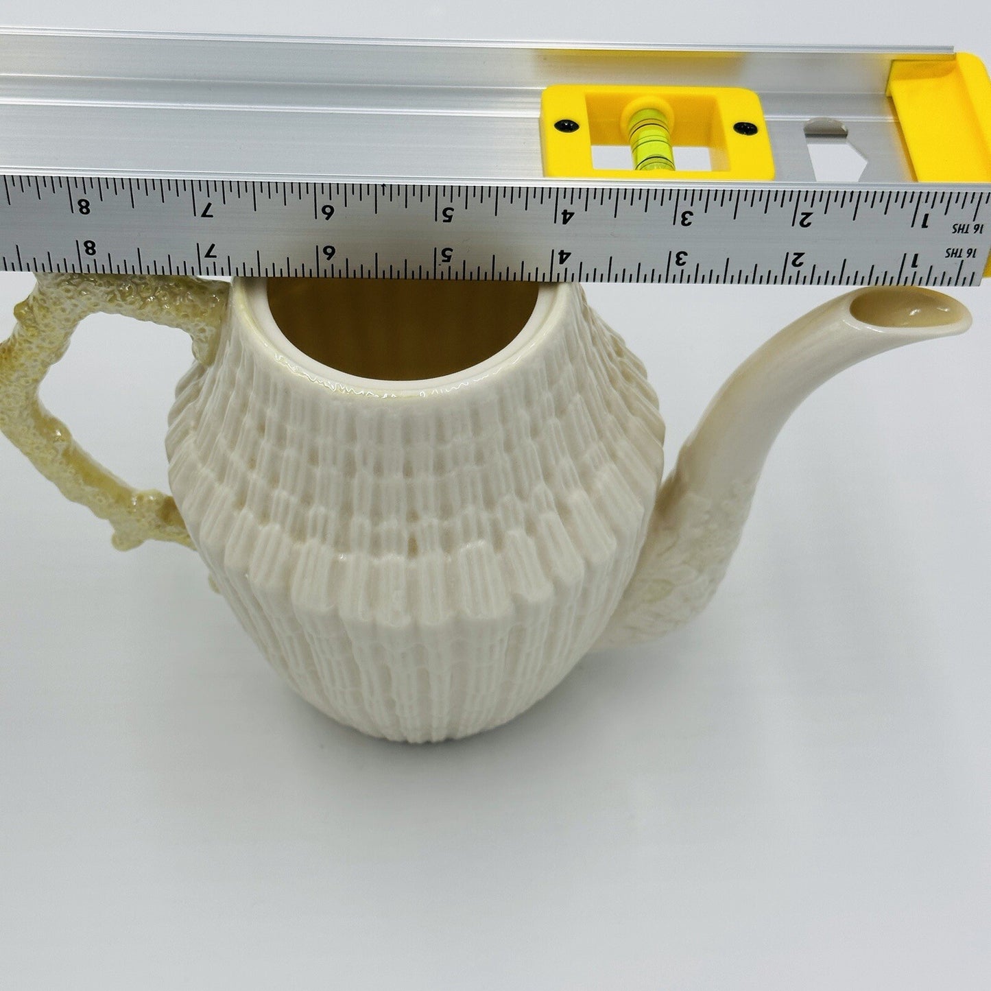 Belleek Coffee Pot Green 5th Mark 1955-65 Vintage Seashell Ireland Limpet Yellow