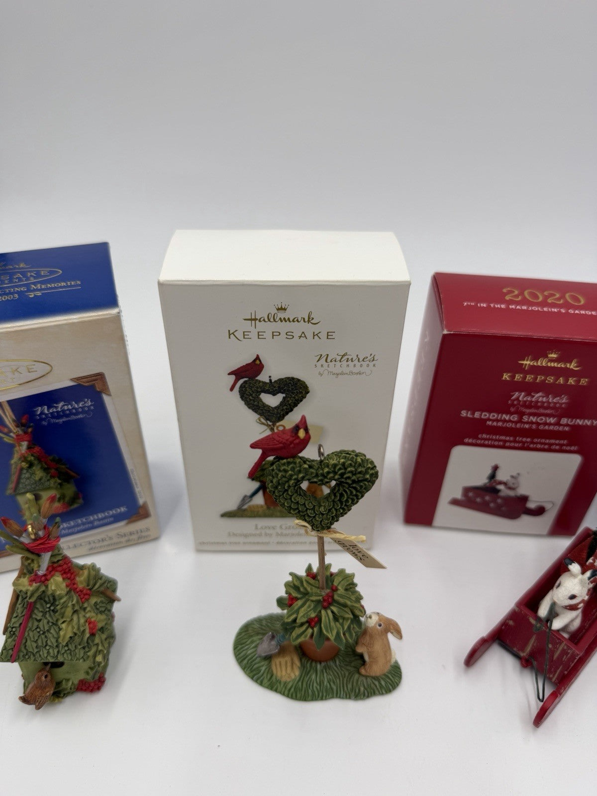 Hallmark Marjolein Bastin Natures Sketchbook Christmas Ornaments Set 4